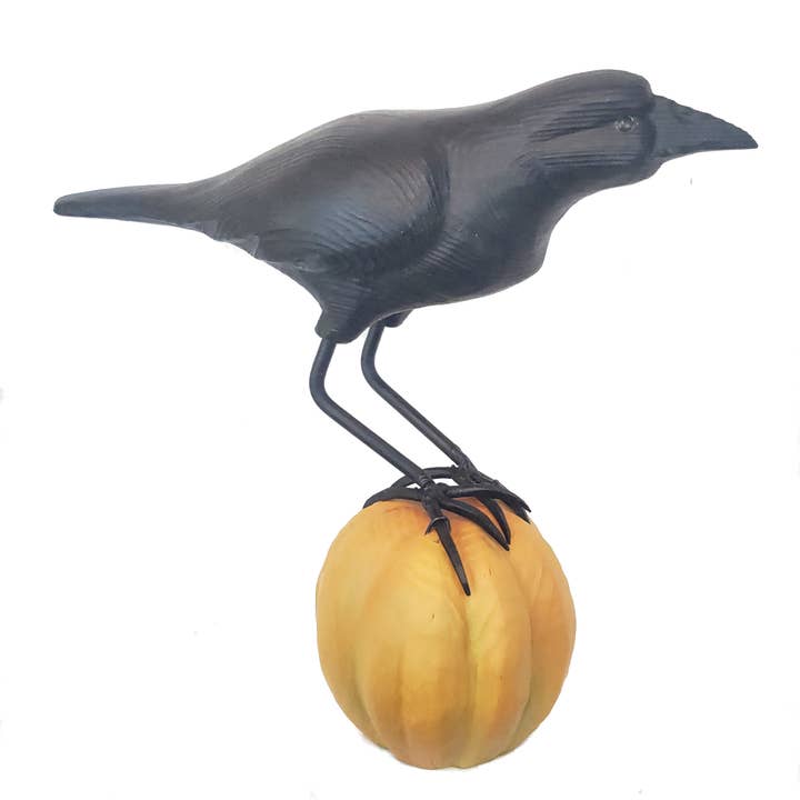 Three Points Design - Wholesale Decorative Figurine - Crow on Pumpkin