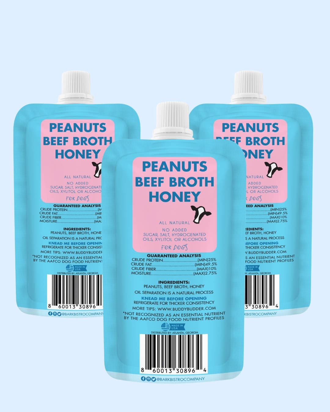 Bark Bistro - Wholesale Pet Treats - Dog - Dog Peanut Butter - 4oz Squeeze Packs Beef Broth Budder1