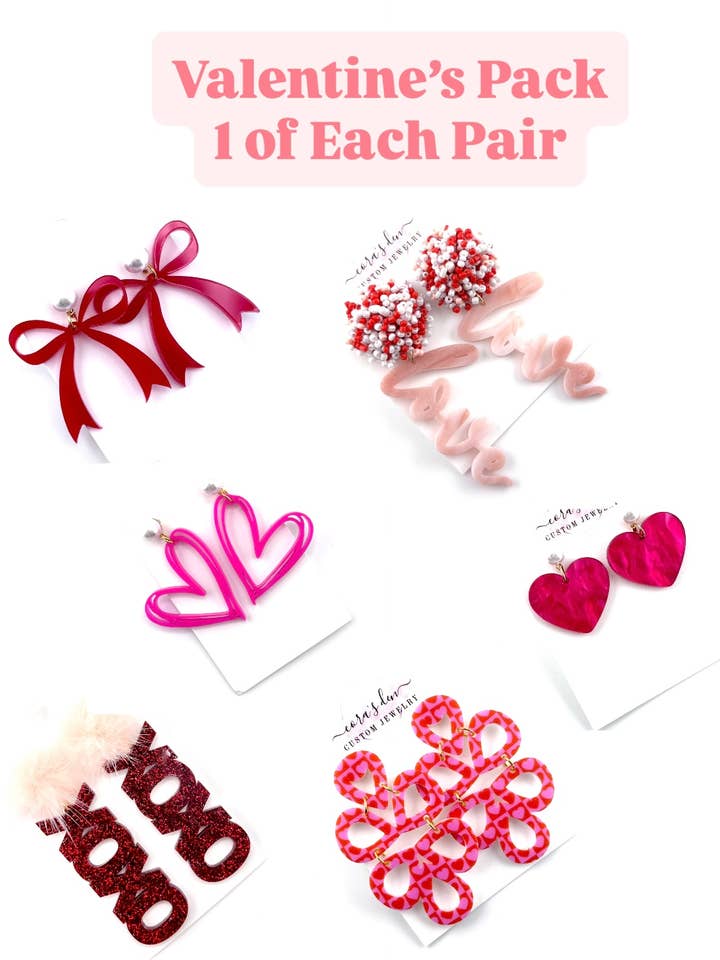 Orecchini Confezione Varietà di San Valentino per la vendita all'ingrosso da parte di Cora's Den