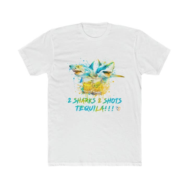 T-shirt ras du cou en coton pour hommes pour la vente par 2 Sharks Apparel And More