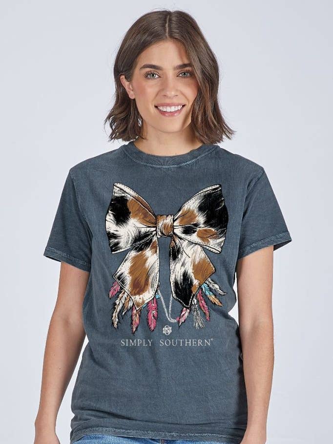 simply southern - Wholesale Screen Printed T-Shirt - Women's - SS-COWBOW-WSHCOAL