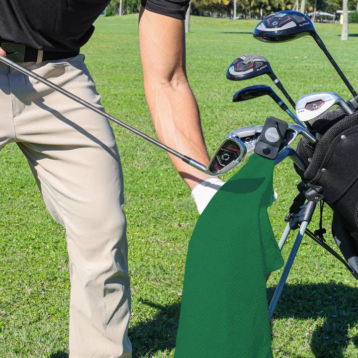 Playing It Forward - Wholesale Sports Towel - Magnetic Microfiber Golf Towel with Clip - Green