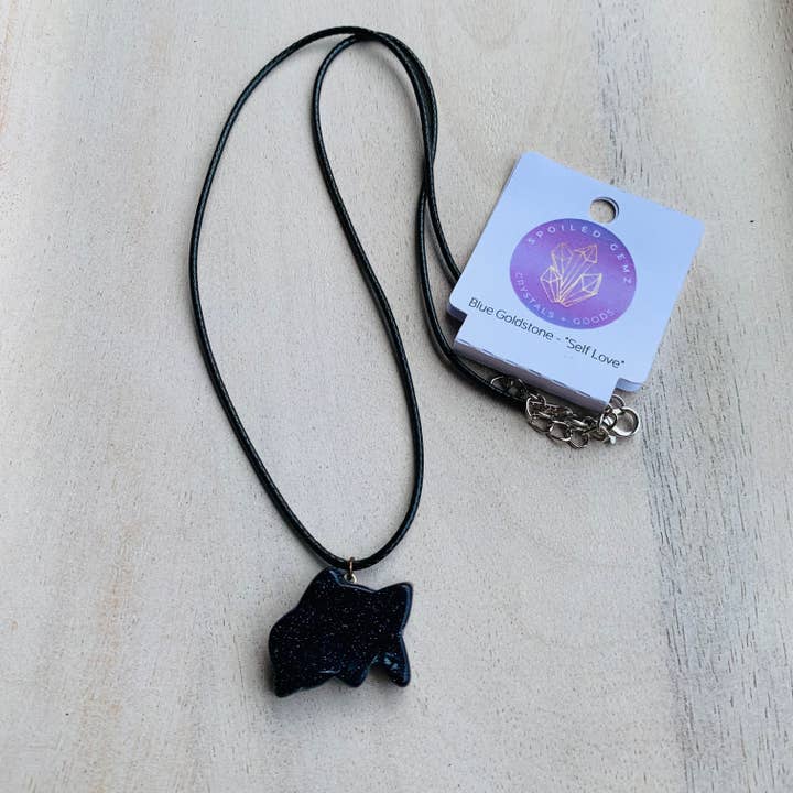 Adorable Blue Goldstone Dolphin pendant on an 18 inch chain for wholesale by Spoiled Gemz