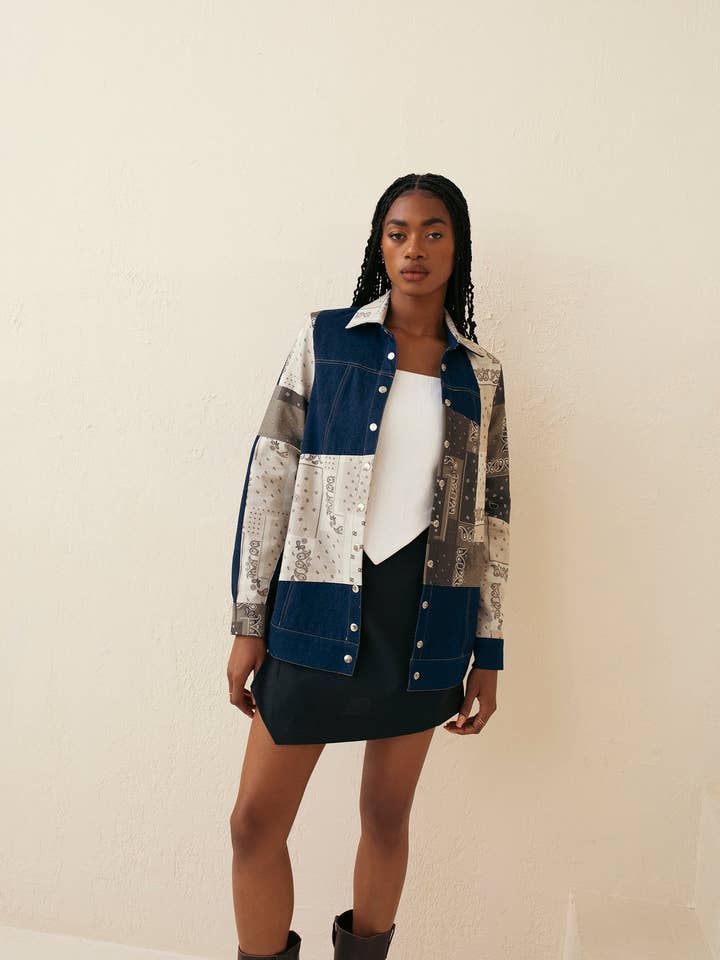 Patch Denim Jacket for wholesale by Hilary MacMillan