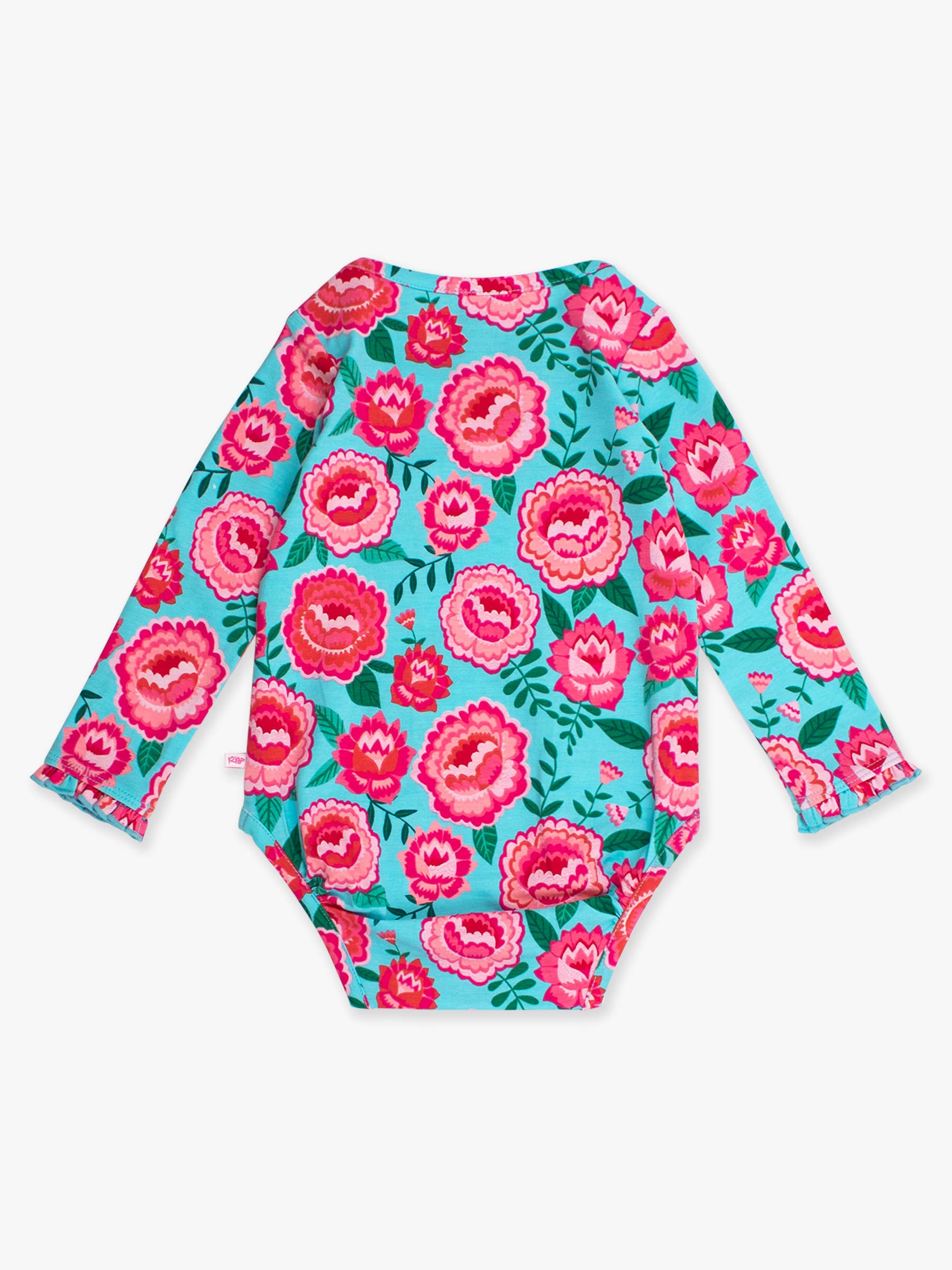 Blue Baby Girls Bright Blossoms Knit Long Sleeve Ruffle Bodysuit for wholesale on Faire6