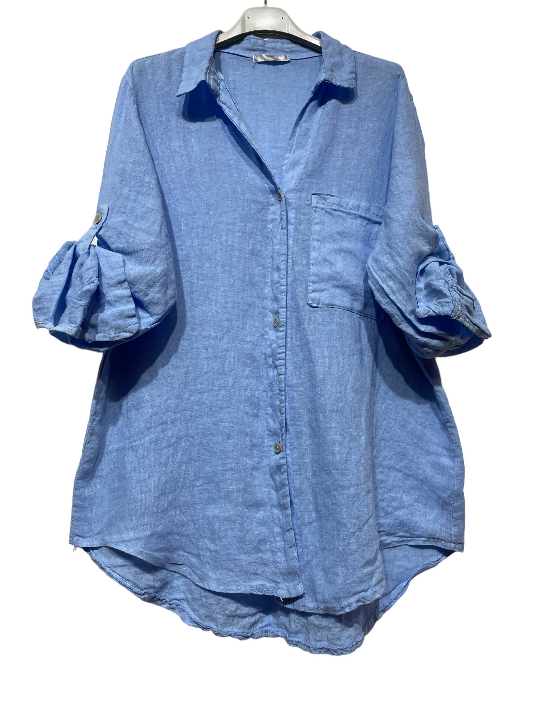 LINEN & COTTON HOUSE - Wholesale Button Down Shirt - Women's - LINEN SHIRT WITH SQUARE POCKET, SPRING SUMMER 7400132