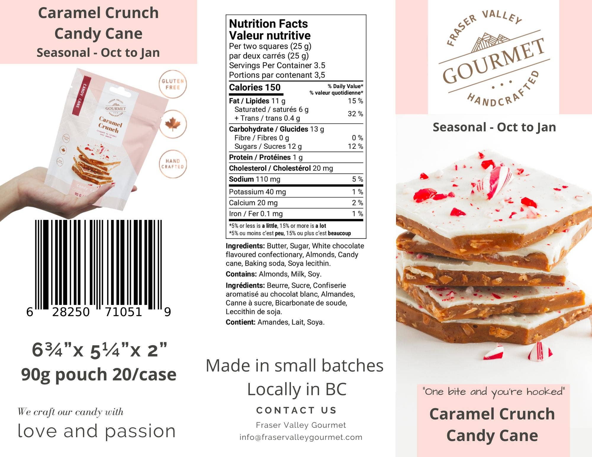 Fraser Valley Gourmet Ltd. - Wholesale Chocolate Covered Sweets - Caramel Crunch - Candy Cane3