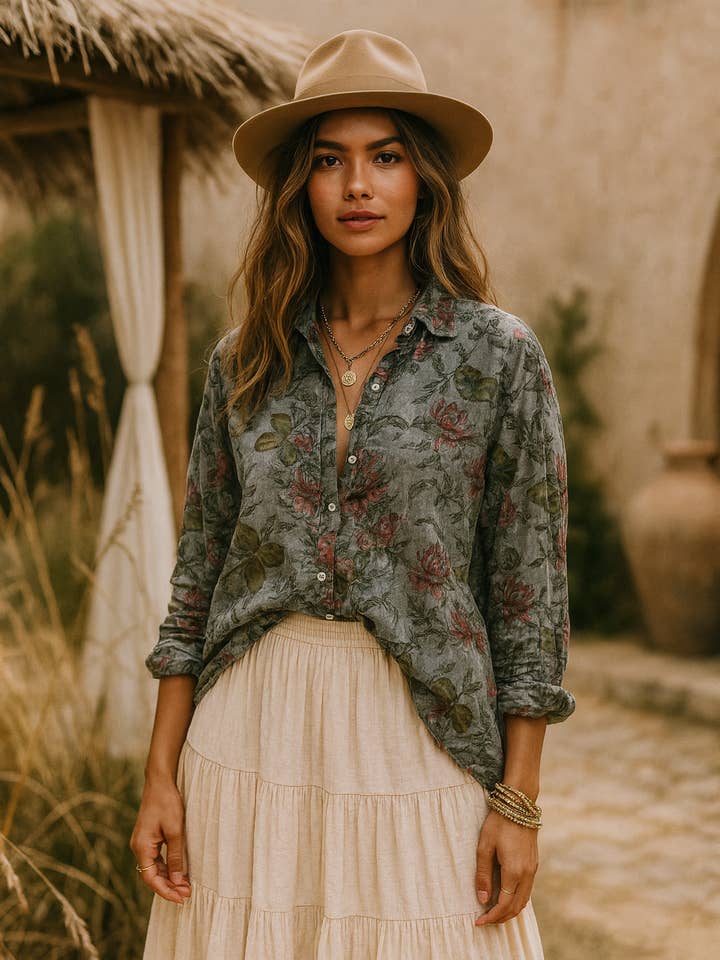 Rosewood Mirage Button-Down for wholesale by The Nu Vintage