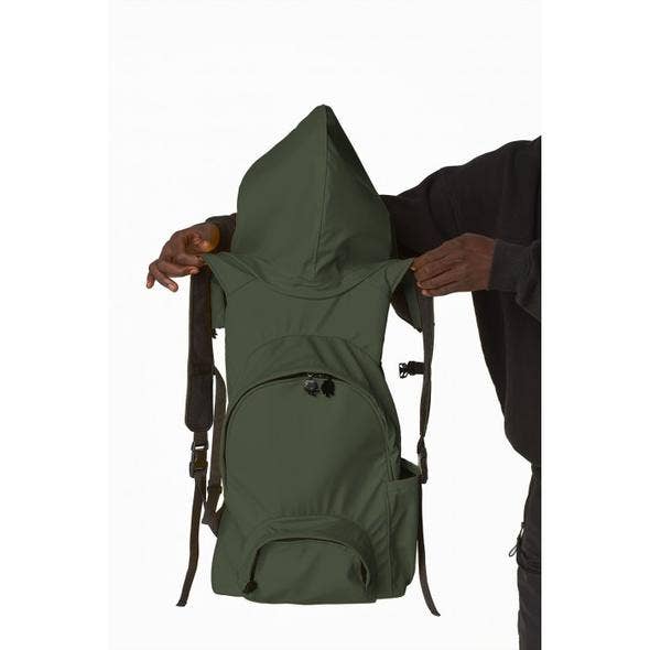 Mochila impermeable verde caqui con capucha desmontable -Gummy para venta al por mayor de Morikukko USA