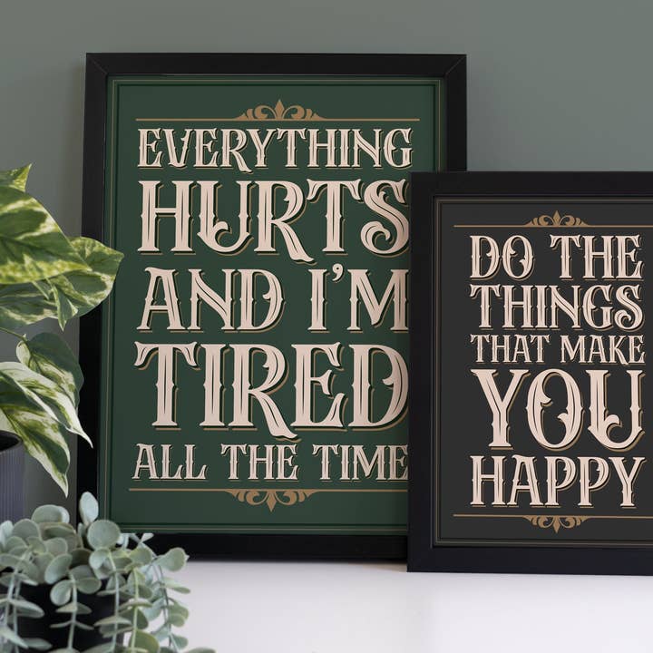 Hayley Jade Design Studio - Wholesale Art Print - What Makes You Happy Vintage Typography Print2