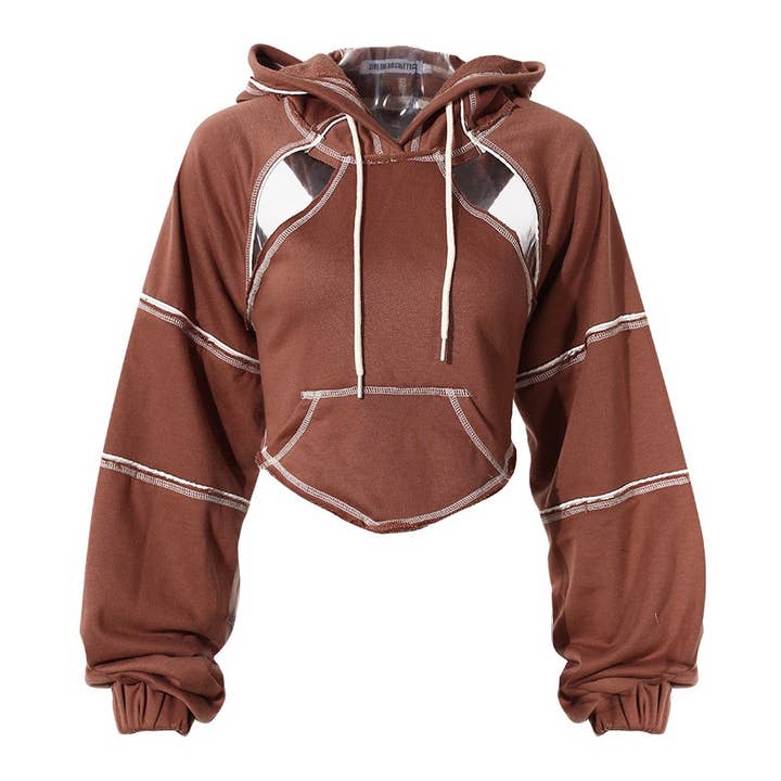 Productseeker - Wholesale Hoodie - Women's - TP027 Chic Hip-Hop Hoodie - Bright Lines & Short Style