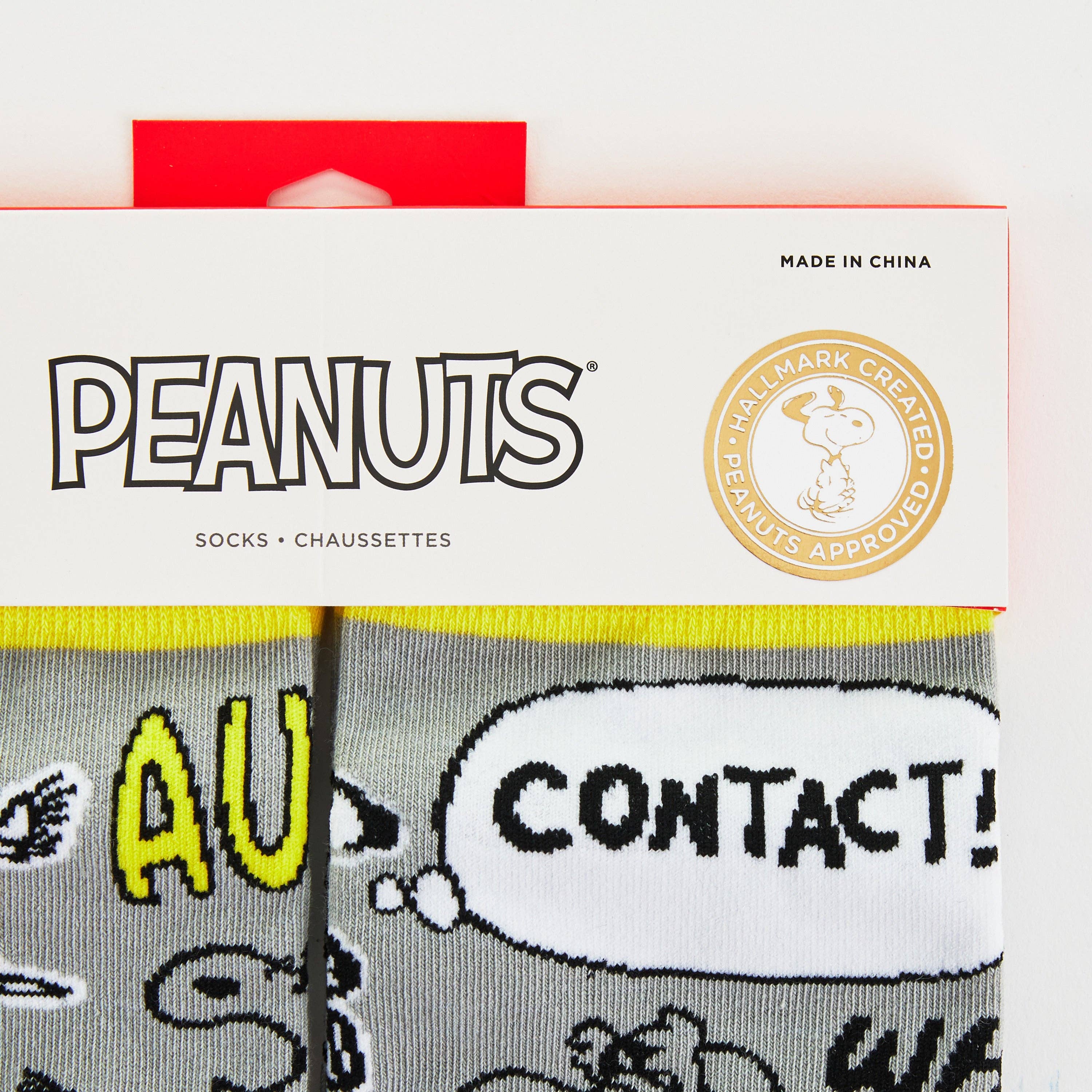 Hallmark – wholesale Socks – Unisex – Peanuts™ Snoopy & Woodstock Grey & Yellow Pair Of Socks4