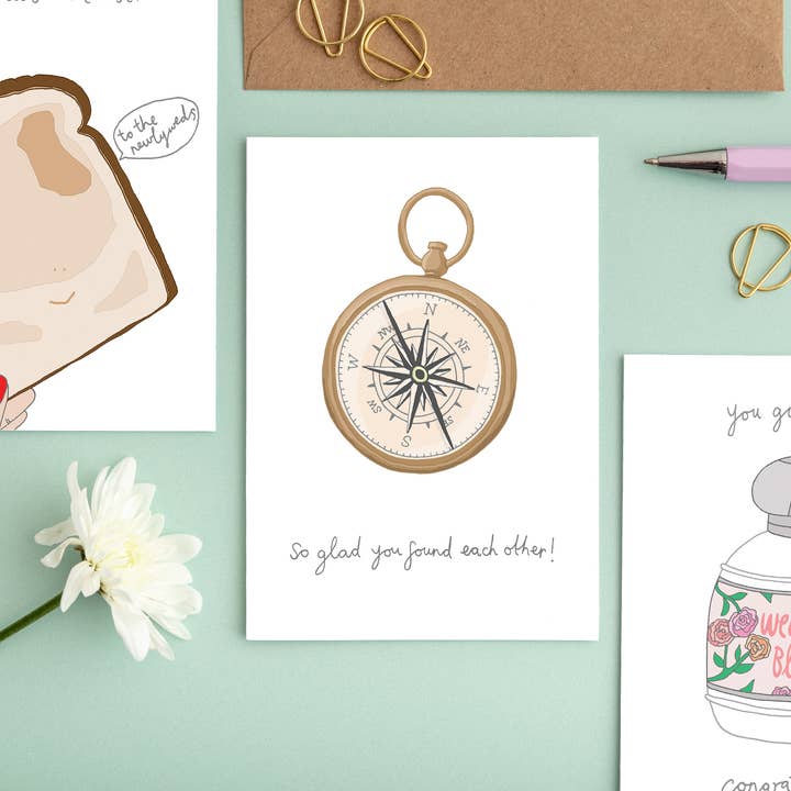 You've Got Pen On Your Face - Venta al por mayor Tarjetas de boda - Tarjeta de felicitación brújula | Tarjeta de boda | Tarjeta de compromiso2