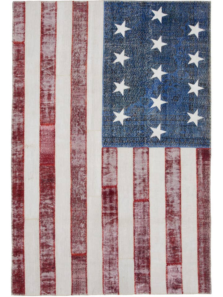 Tapete Patchwork Bandeira dos EUA 7x10 - 22595 por atacado de RUG N CARPET