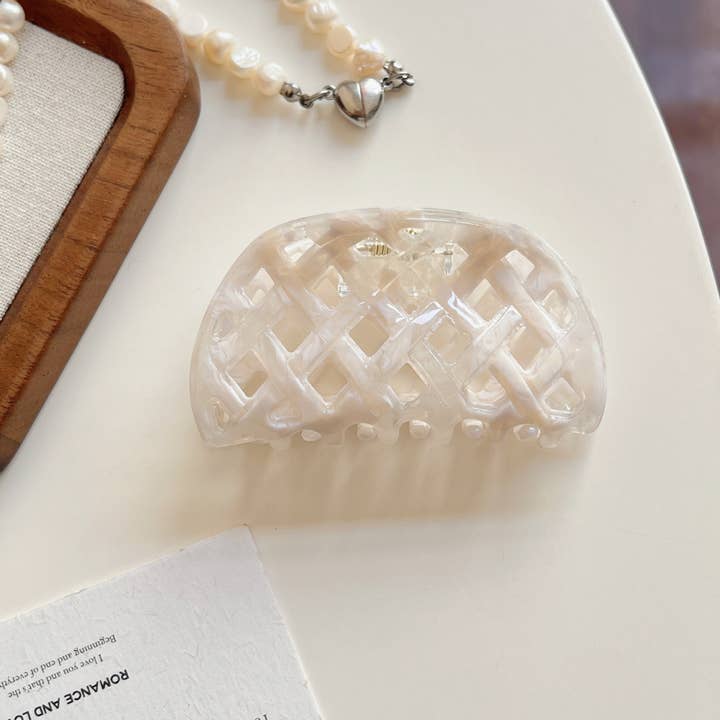 LadyJuneAccessories - Wholesale Hair clip – Women’s - Woven Lattice Claw Clip – Minimalist Designer Hair Accessory2