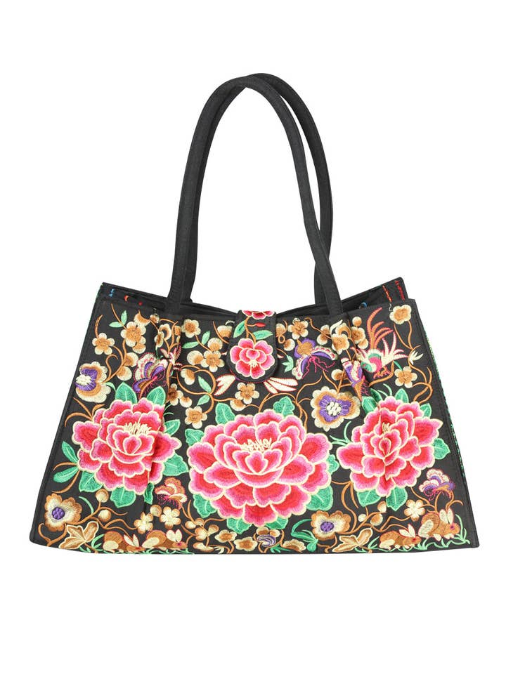 El General Embroidered Handbag- Black/Multicolor 702188 for wholesale by J&J WESTERN WEAR