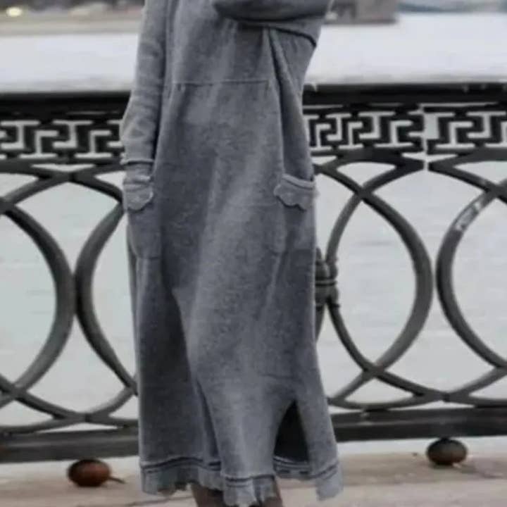 HOTOSECOND - Wholesale Dress - Women's - New Autumn And Winter Loose Long Skirt Plus Velvet Sweatshirt Casual Dress Women Fashion Solid O Neck Long Sleeve Holiday Dress