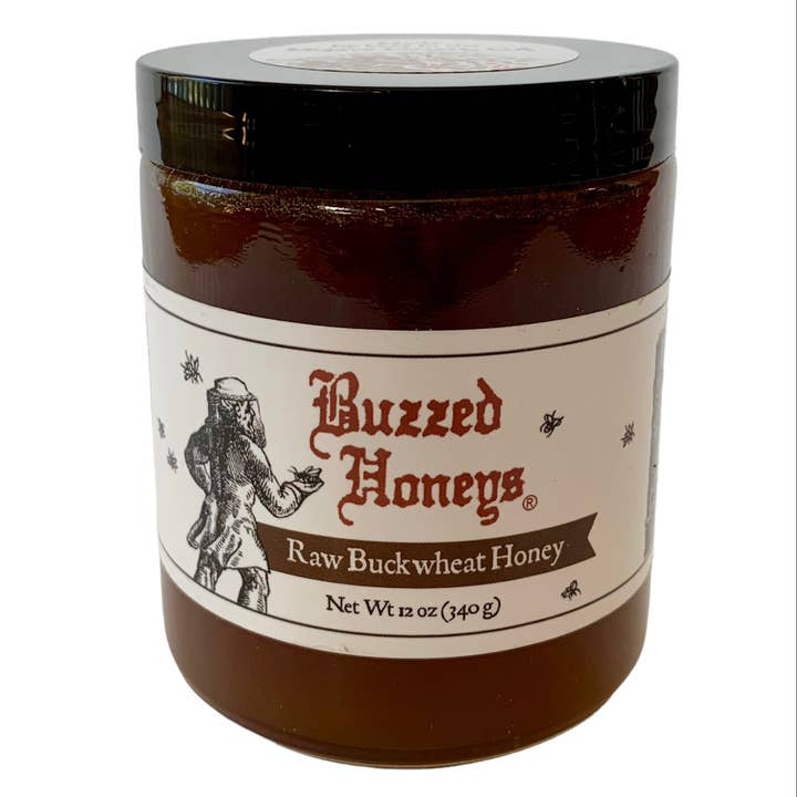 Raw Buckwheat honey (12 oz) Liquid for wholesale by Buzzed Honeys, Inc.
