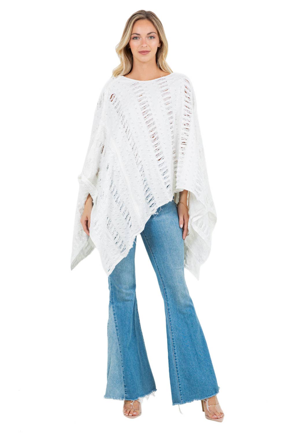 Weiss DAMENMODE DENIM LOCKERES CAPE-TOP für den Großhandel auf Faire0