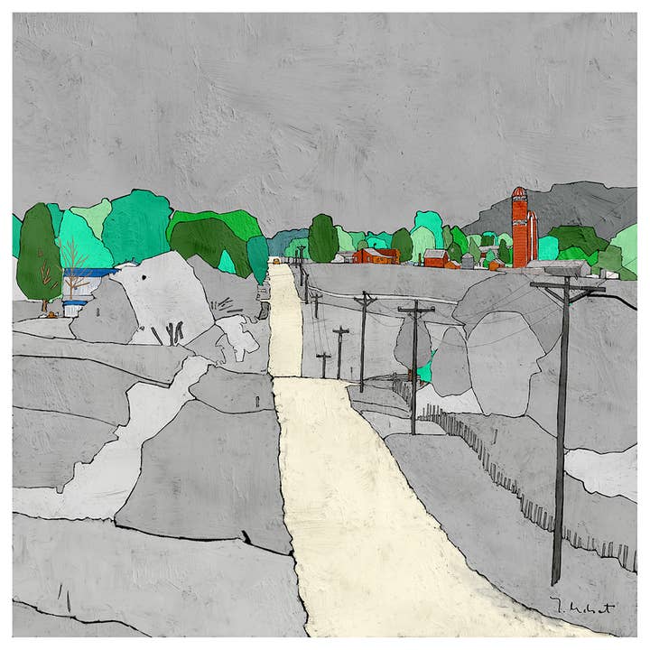 Bela estrada montanhosa e fazenda Impressão de arte de arquivo assinada por atacado de Ynon Mabat