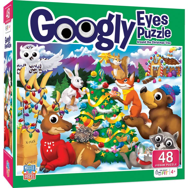 Googly Eyes - Around the Christmas Tree 48 Piece Puzzle for wholesale by Masterpieces Puzzles