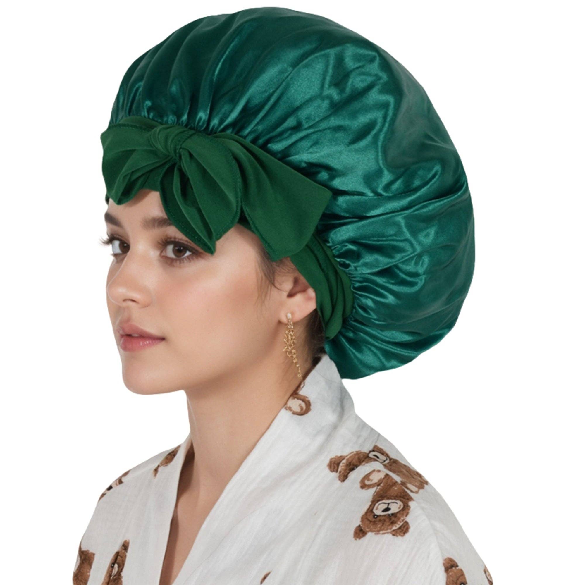 AK Brand - Vente Bonnet de nuit – femme - Bonnet en soie doublé satin avec long ruban à nouer15