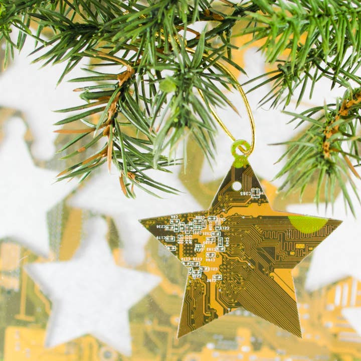 Circuit Board Ornaments - Star Shape for wholesale by Circuit Breaker Labs