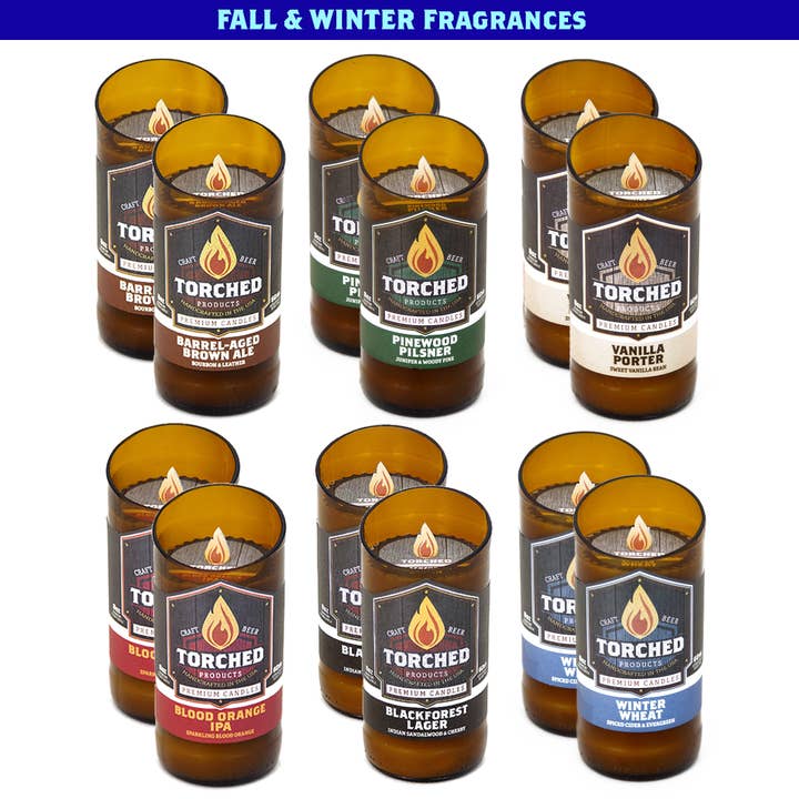 Beer Bottle Candle – 8oz – Assorted Fragrance – 12PK - Fall for wholesale by Torched Products
