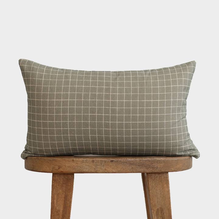 Wells Grid in Moss - Lumbar - 12x20" | 12x40 for wholesale by Woven Nook