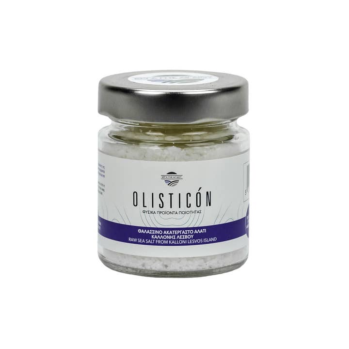 NATURAL UNREFINED SEA SALT OF LESVOS GREECE IN JAR for wholesale by OLISTICON