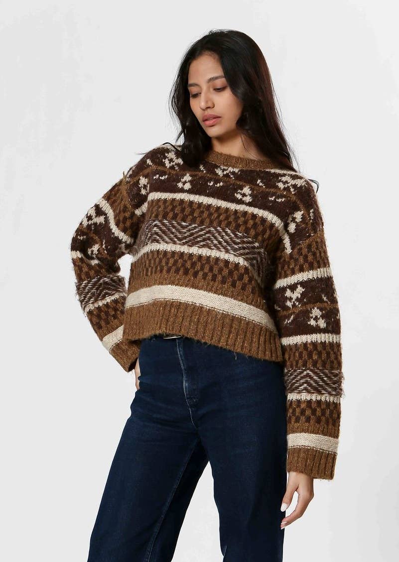 The Korner - USA – wholesale Pullovertröja - Dam – Damtröja med aztekiskt mönster, stickad0