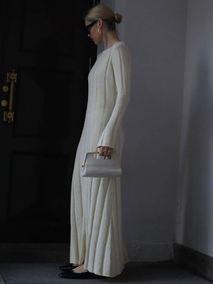 Round Neck Long Knitted Dress Autumn Winter Sweater Maxi Dress Solid Color Sexy Dress for Women for wholesale by VividLux