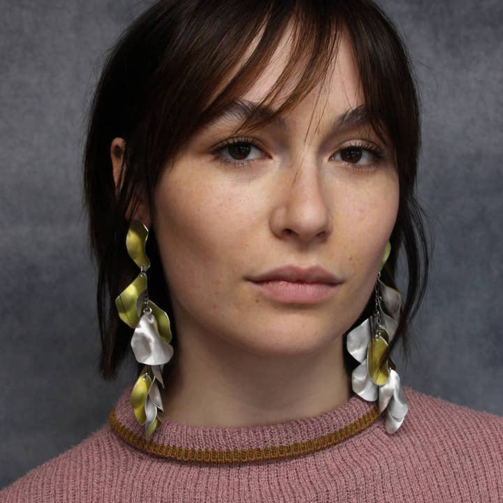 Sweet pea drop earring for wholesale by S&ERS Printed Aluminium Jewellery