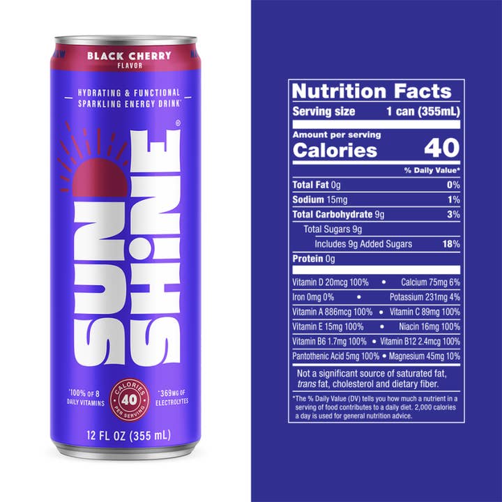 Sunshine Beverages - Wholesale Sports/Energy Drink - Sunshine Energy - Black Cherry (12pk - 12oz)3