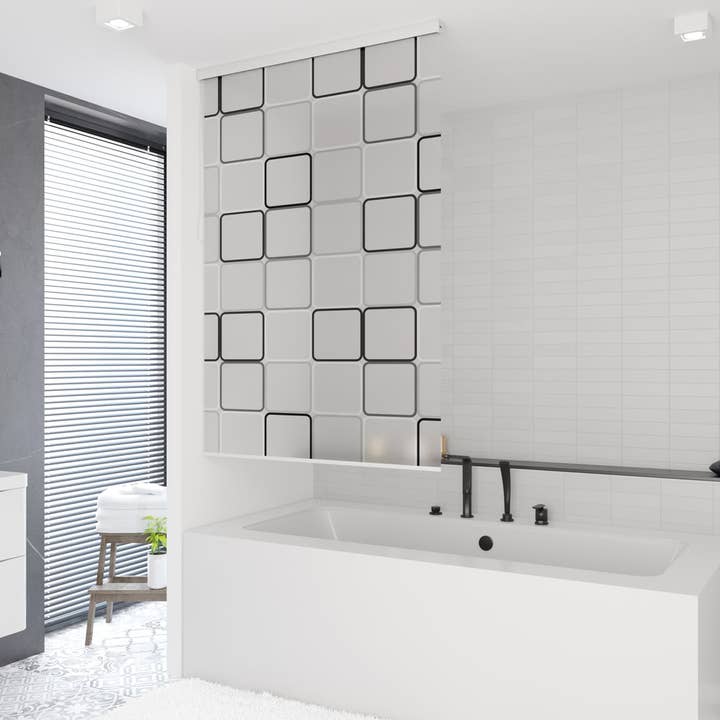 TROPIK HOME - Wholesale Shower Curtain - Cassette Shower Curtain Roller Blind, 100cm wide Quadro3