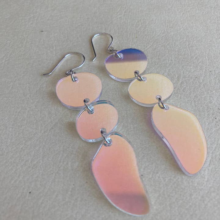 The Lost & Found - Wholesale Dangle Earrings - Triple Drop Earrings "Rainbow Irridescent"2