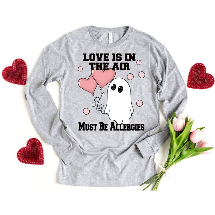 Love is in the Air Long Sleeve Valentine's Day Shirt for wholesale by The Shirt Company