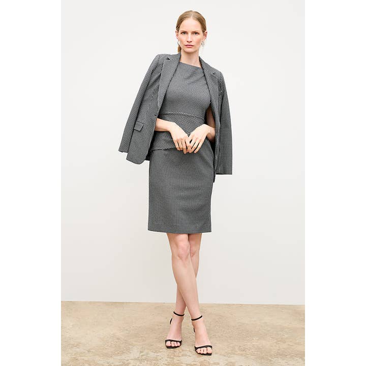 M.M.LaFleur - Wholesale Dress - Women's - Maisie Dress - Stretch Houndstooth :: Black/White