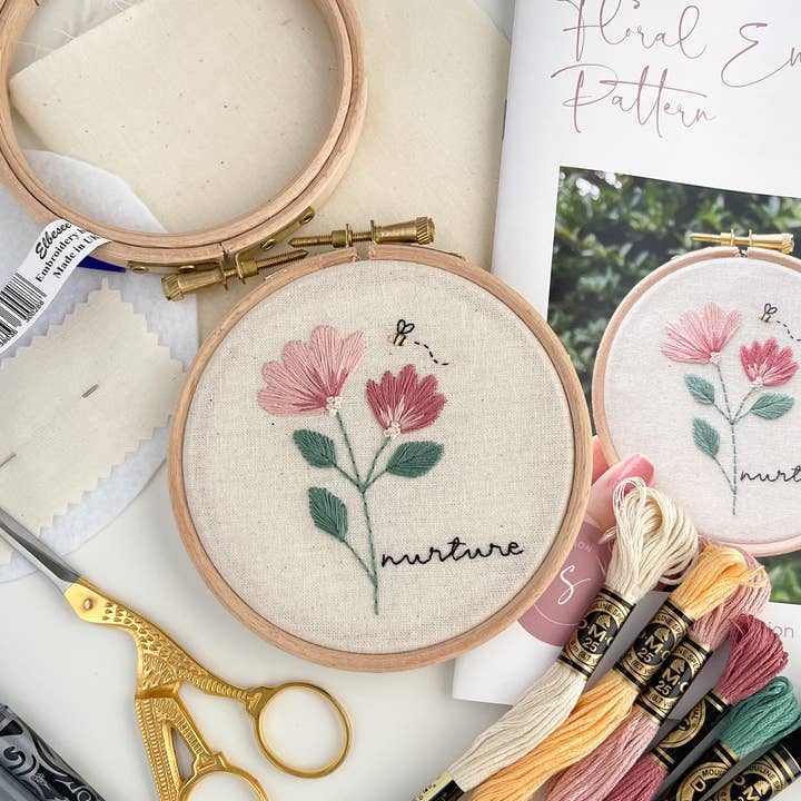 Stitch Ambition - Wholesale Embroidery/Cross Stitch Supplies - Floral Hand Embroidery Kit