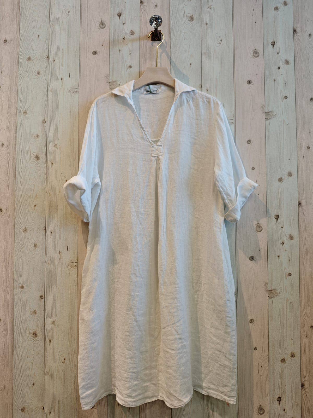 Linen & More - Wholesale Dress - Women's - REF 88018 100% LINEN SHIRT COLLAR DRESS1