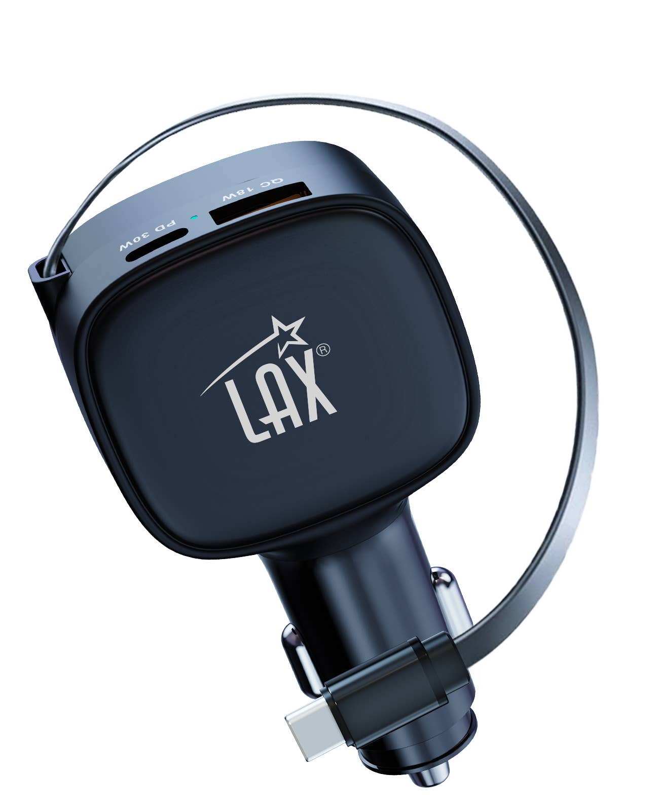 LAX Gadgets - Wholesale Portable Charger - USBPD 84W 3-Port Car Charger With Retractable USB-C Cable2