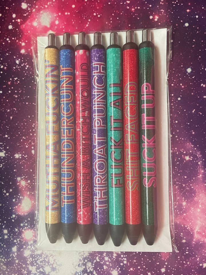 Set de bolígrafos ofensivos con purpurina para venta al por mayor de EliteWickedCreations