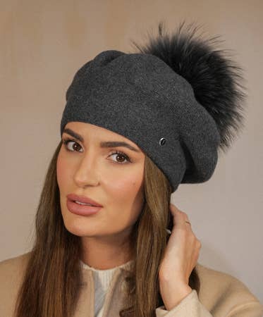 FLECHET - Wholesale Beanie - Women's - WOOL BEANIE WITH POMPOM - FLFH3802