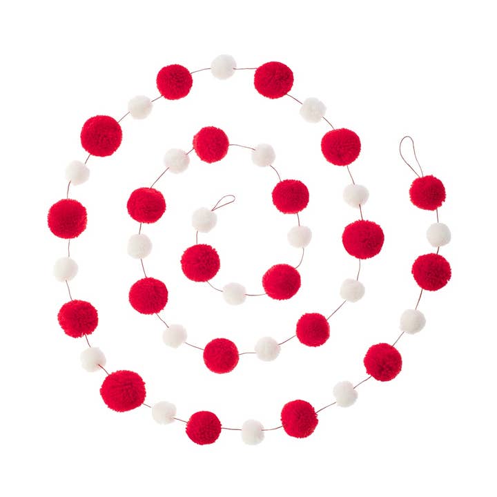 PomPom Galore – wholesale Christmas decoration – Christmas Red & White Pom Pom Garland1