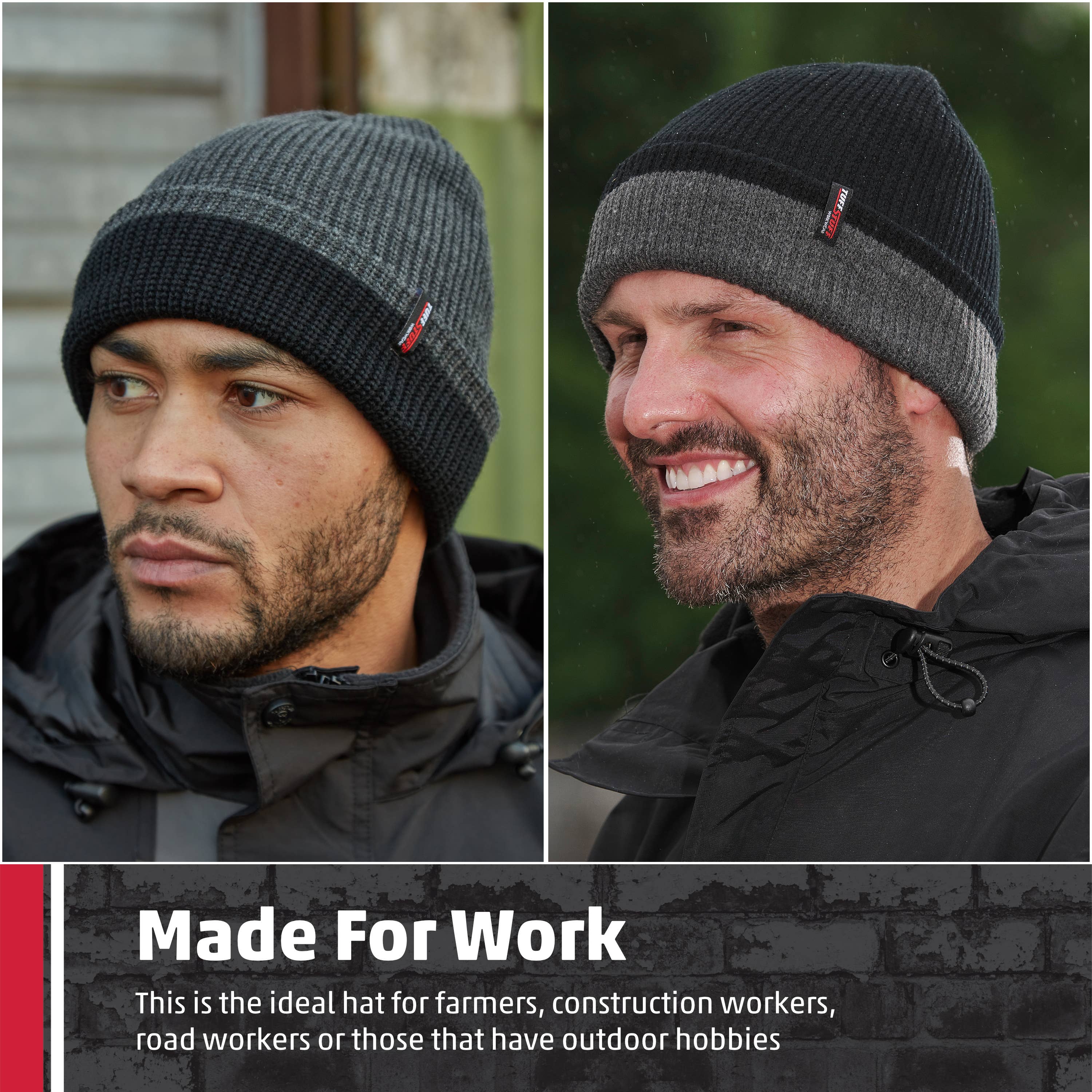 Surtido Gorro TuffStuff Pro Work, negro y gris, 100% acrílico de venta al por mayor en Faire5