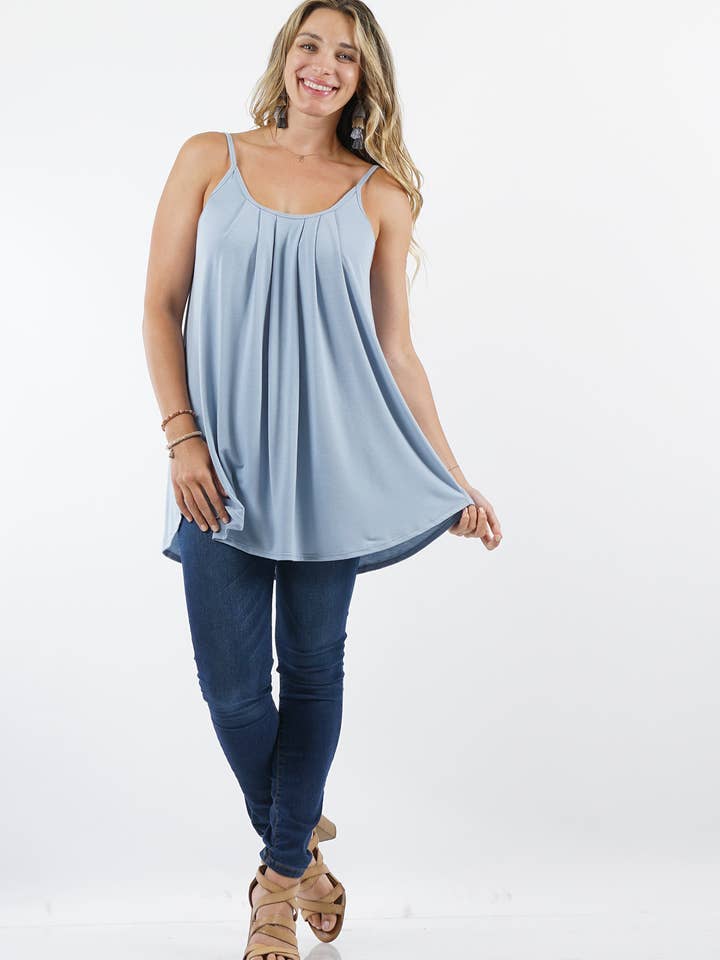 ....SI-14711 TAMANHO GRANDE CAMISOLA PLISSADA ALÇAS AJUSTÁVEIS por atacado de 42POPS