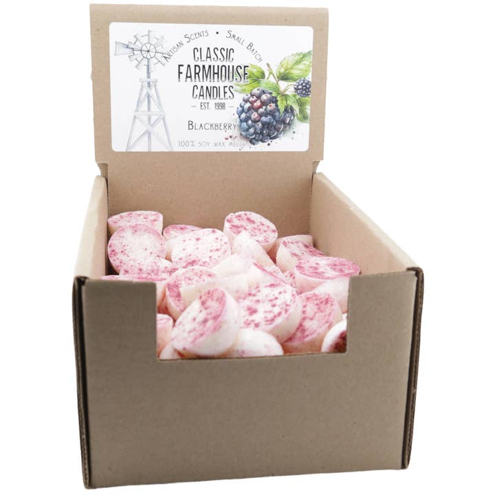 NEW! Soy Wax Melts - Blackberry 80 pc Box for wholesale by Classic Farmhouse Candles