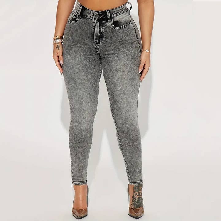 Tourtiwi - Vente Jean – femme - Jean délavé à neuf points pour femmes de grande taille1