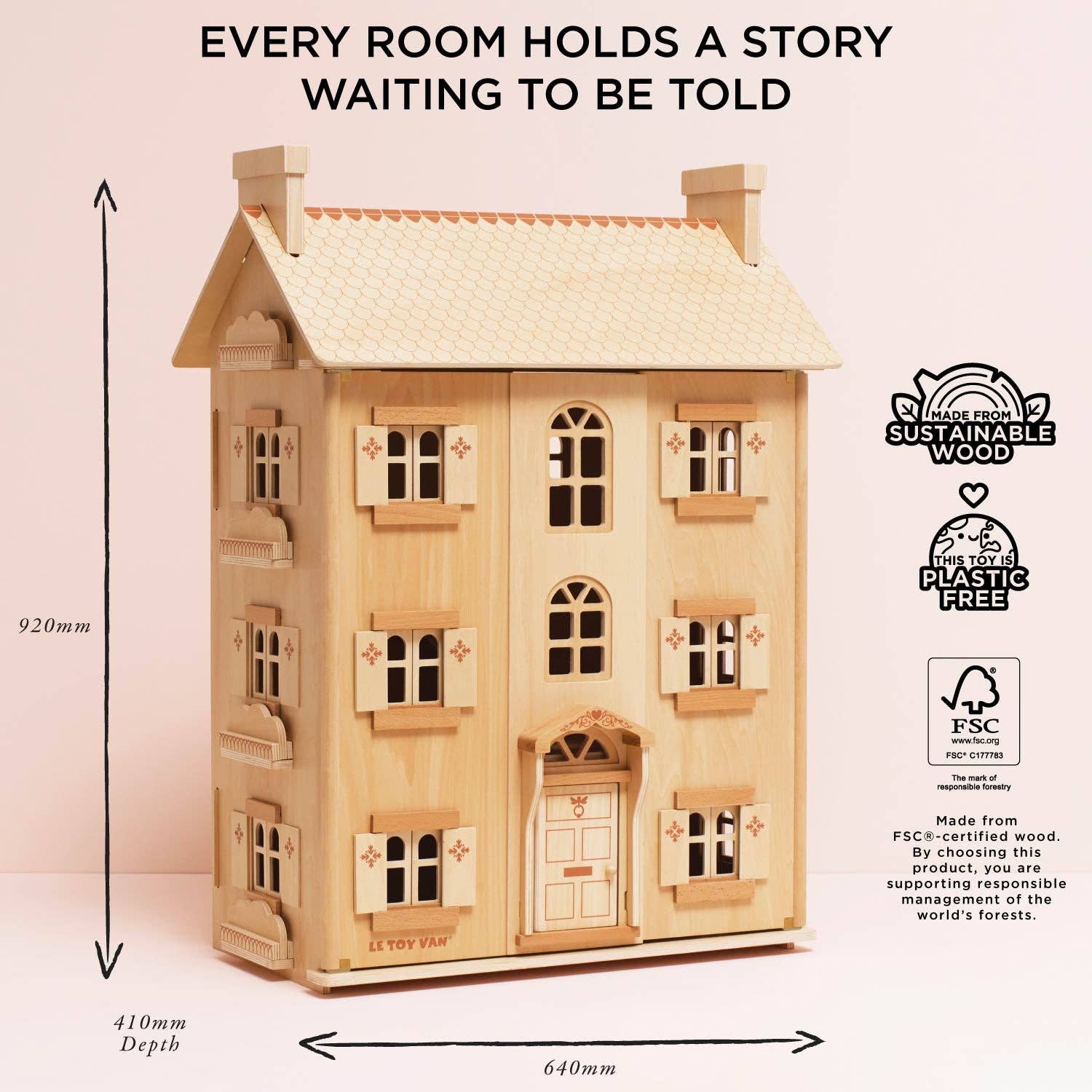 Le Toy Van – wholesale Doll accessory kit – Kids – The Grand Natural Wood Dolls House4