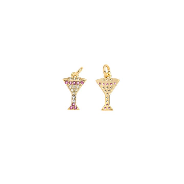 Jewel Pledge - Wholesale Individual Charm/Pendant - 18k Gold Party Drink Cocktail Glass Charm Set CPG15435